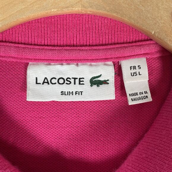 Lacoste Polo Shirt Men’s Size Large Slim Fit Pink Short Sleeve Golf Preppy - Picture 2 of 5